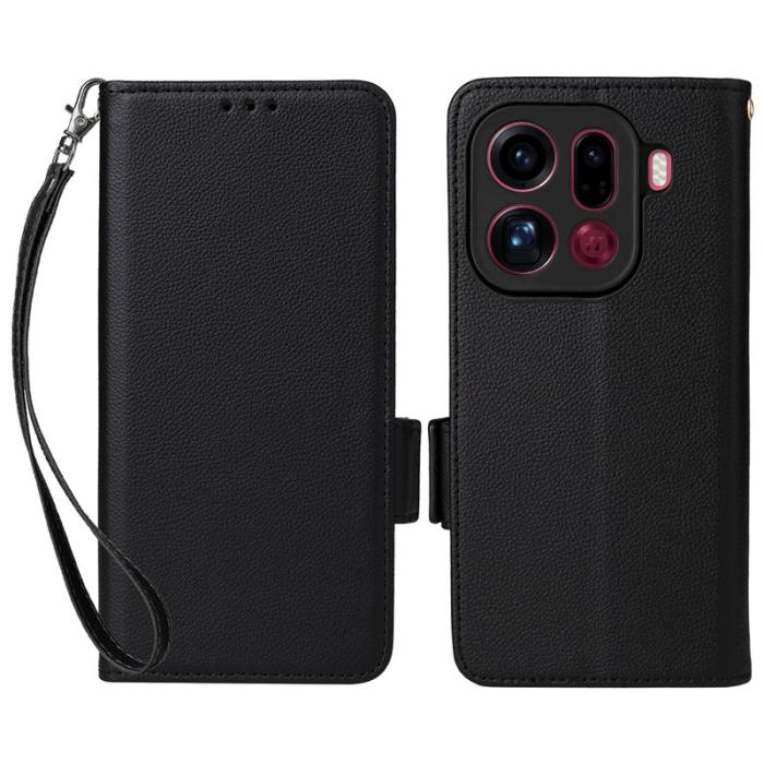 OEM - Litchi Oppo Find X9 Pro 5G Fodral Äkta Läder - Svart