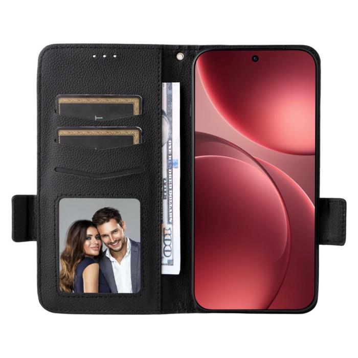 OEM - Litchi Oppo Find X9 Pro 5G Fodral Äkta Läder - Svart