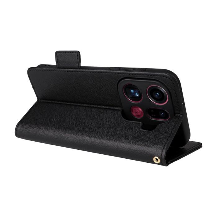 OEM - Litchi Oppo Find X9 Pro 5G Fodral Äkta Läder - Svart