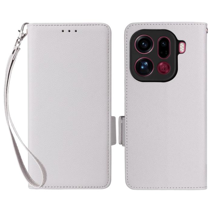 OEM - Litchi Oppo Find X9 Pro 5G Fodral Äkta Läder - Vit