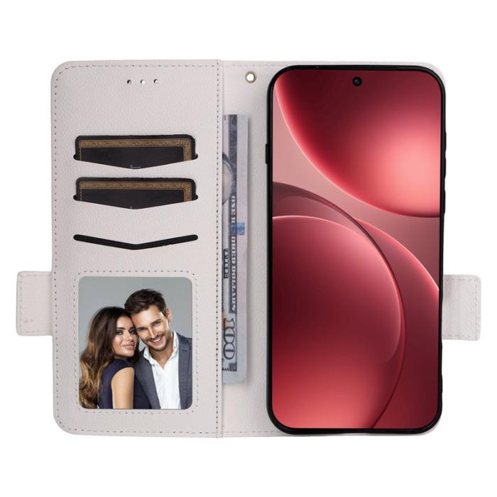 OEM - Litchi Oppo Find X9 Pro 5G Fodral Äkta Läder - Vit