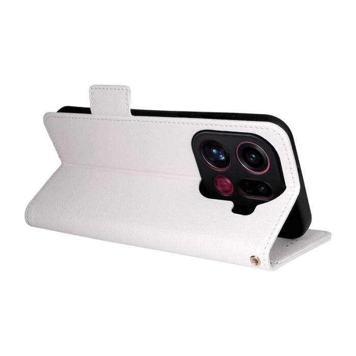 OEM - Litchi Oppo Find X9 Pro 5G Fodral Äkta Läder - Vit