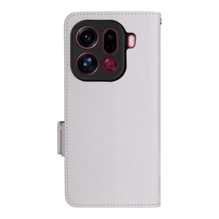 OEM - Litchi Oppo Find X9 Pro 5G Fodral Äkta Läder - Vit