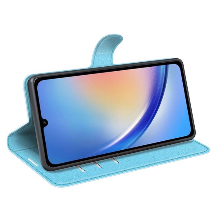 OEM - LITCHI Samsung Galaxy A35 5G Fodral PU Läder - Blå