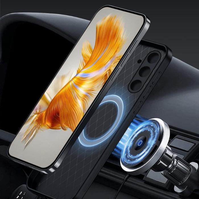 OEM - Litchi Samsung Galaxy A35 5G Skal TPU + Konstläder - Röd