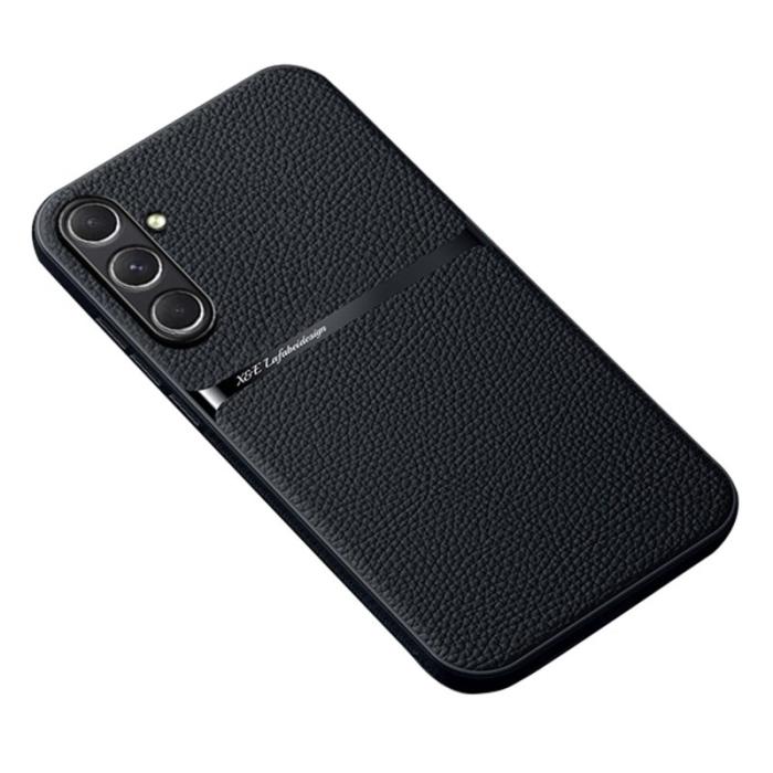 OEM - Litchi Samsung Galaxy A35 5G Skal TPU + Konstläder - Svart