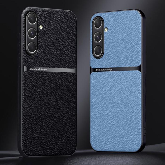 OEM - Litchi Samsung Galaxy A35 5G Skal TPU + Konstläder - Svart