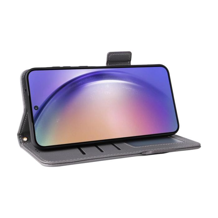 OEM - Litchi Samsung Galaxy A55 5G Plånboksfodral Konstläder - Grå
