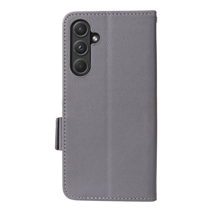 OEM - Litchi Samsung Galaxy A55 5G Plånboksfodral Konstläder - Grå