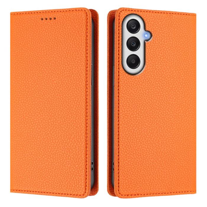 OEM - LITCHI Samsung Galaxy A55 5G Plånboksfodral Konstläder RFID Skydd - Orange