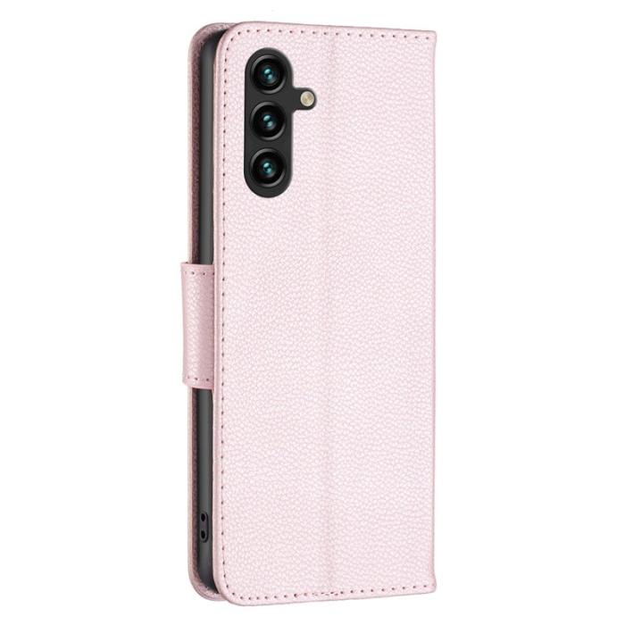 OEM - Litchi Samsung Galaxy A55 5G Plånboksfodral Konstläder - Roséguld