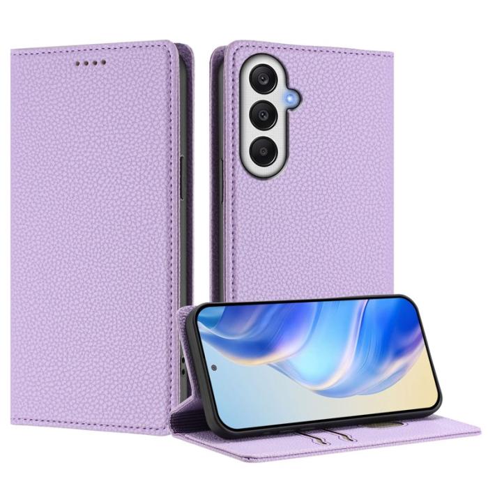 OEM - LITCHI Samsung Galaxy A55 5G Konstläder Plånboksfodral RFID-Skydd - Lila