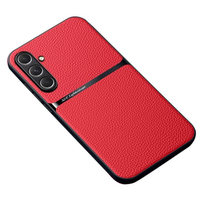 OEM - Litchi Samsung Galaxy A55 5G Skal TPU + Konstläder - Röd