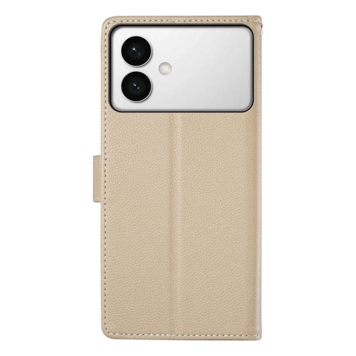 OEM - LITCHI Samsung Galaxy S26 Edge Plånboksfodral Konstläder - Aprikos