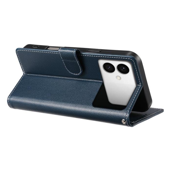 OEM - Litchi Samsung Galaxy S26 Edge Plånboksfodral Konstläder - Blå