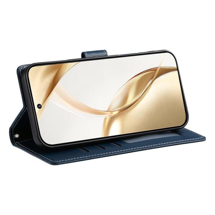 OEM - Litchi Samsung Galaxy S26 Edge Plånboksfodral Konstläder - Blå