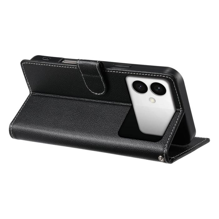 OEM - LITCHI Samsung Galaxy S26 Edge Plånboksfodral Konstläder - Svart