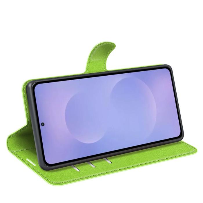 OEM - Litchi Samsung Galaxy S26 Fodral Äkta Läder Stötsäker - Grön