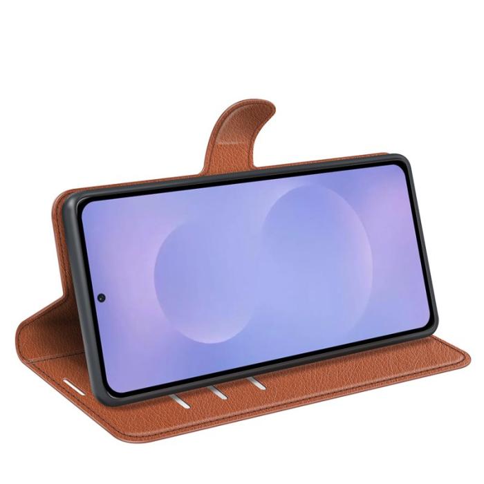 OEM - LITCHI Samsung Galaxy S26 Fodral Äkta Läder Stötskydd - Brun