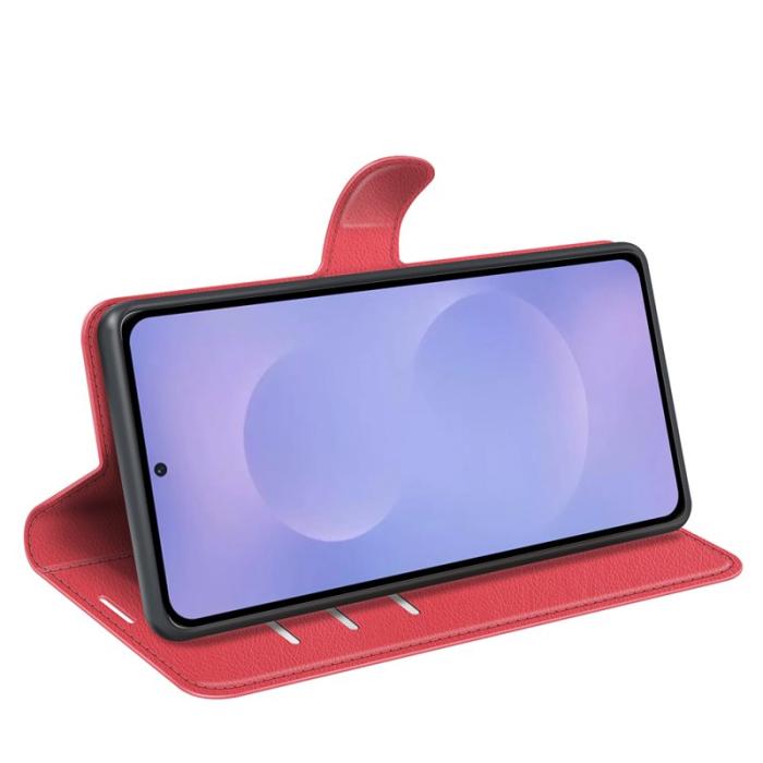 OEM - Litchi Samsung Galaxy S26 Fodral Äkta Läder Stötskydd - Röd