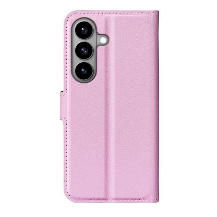 OEM - Litchi Samsung Galaxy S26 Fodral Äkta Läder Stötskydd - Rosa