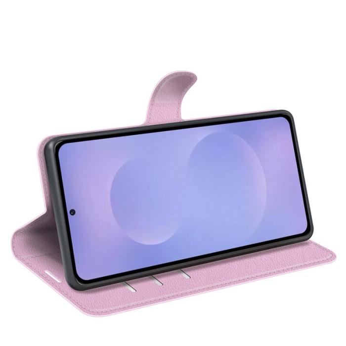 OEM - Litchi Samsung Galaxy S26 Fodral Äkta Läder Stötskydd - Rosa