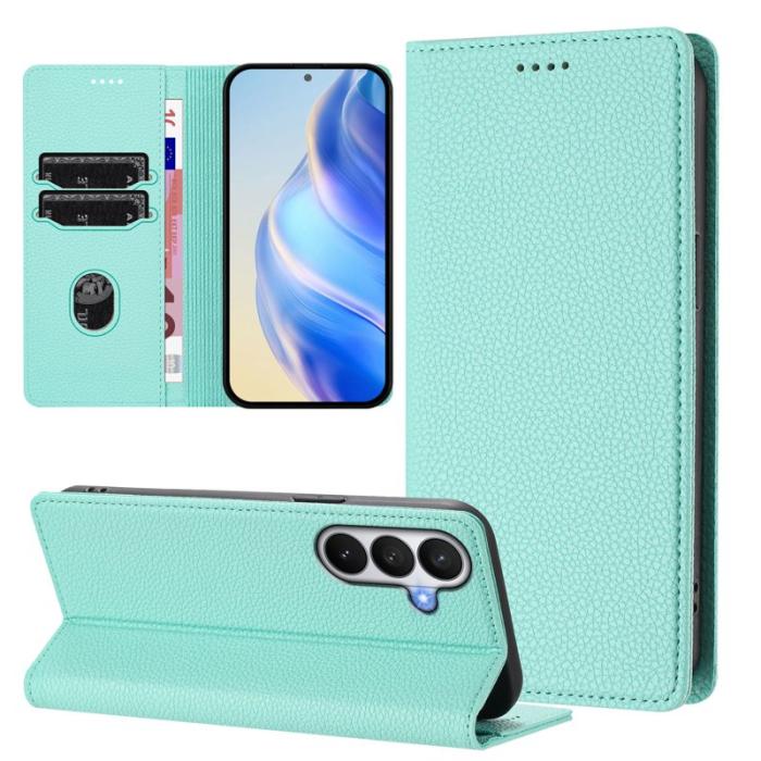 OEM - Litchi Samsung Galaxy S26 / S26 Pro Fodral Äkta Läder - Mintgrön