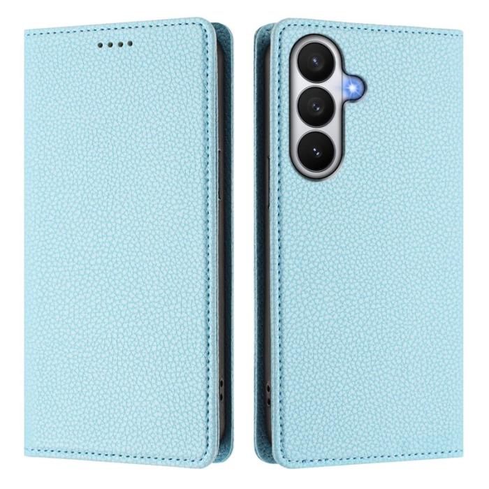 OEM - LITCHI Samsung Galaxy S26 / S26 Pro Fodral Äkta Läder RFID Skydd - Baby Blue