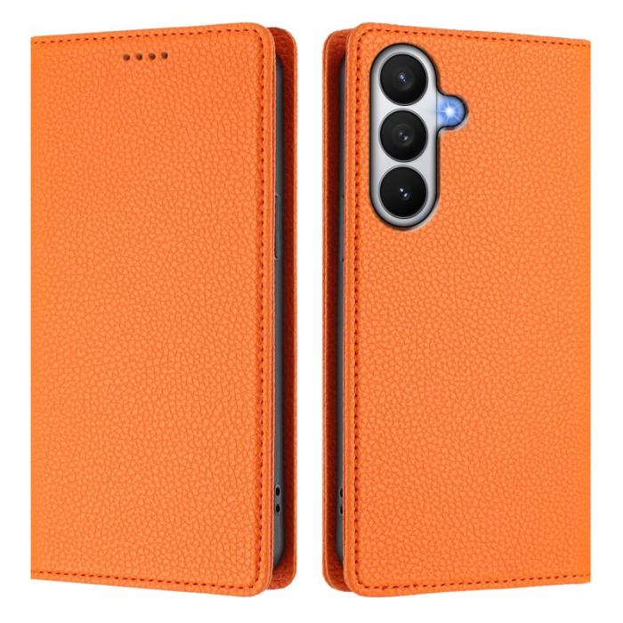 OEM - Litchi Samsung Galaxy S26 / S26 Pro Fodral Äkta Läder RFID Skydd - Orange