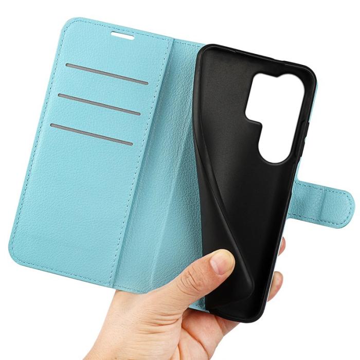 OEM - LITCHI Samsung Galaxy S26 Ultra Fodral Äkta Läder - Blå