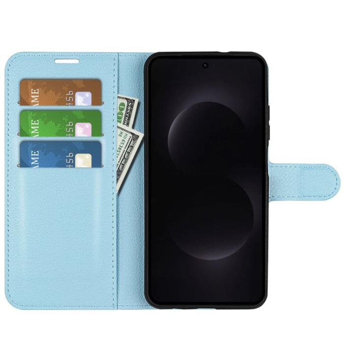 OEM - LITCHI Samsung Galaxy S26 Ultra Fodral Äkta Läder - Blå