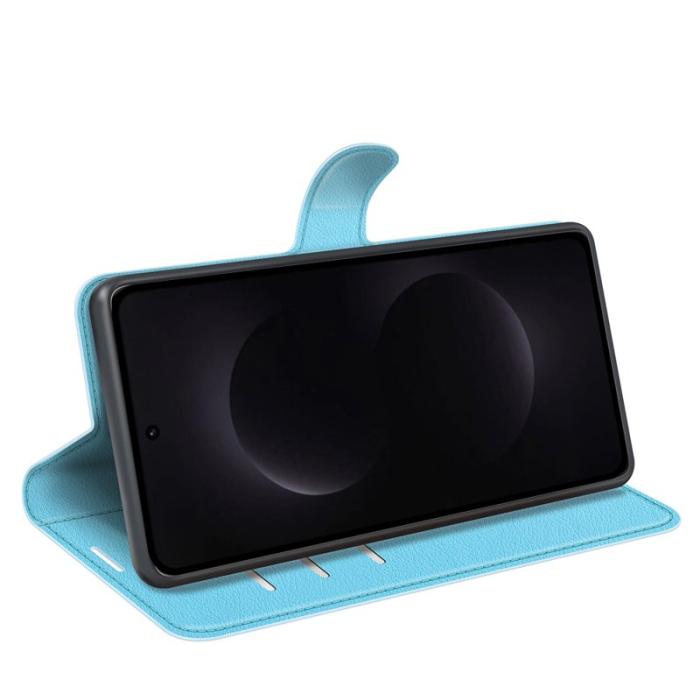 OEM - LITCHI Samsung Galaxy S26 Ultra Fodral Äkta Läder - Blå