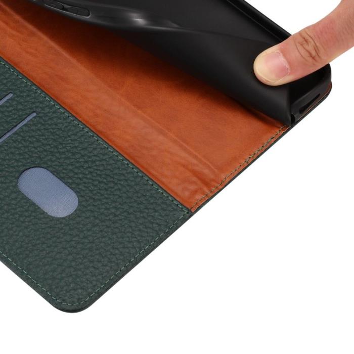 OEM - LITCHI Samsung Galaxy S26 Ultra Fodral Äkta Läder Flip - Grön