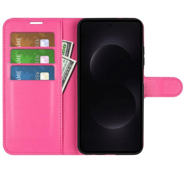 OEM - LITCHI Samsung Galaxy S26 Ultra Fodral Äkta Läder - Rosaröd