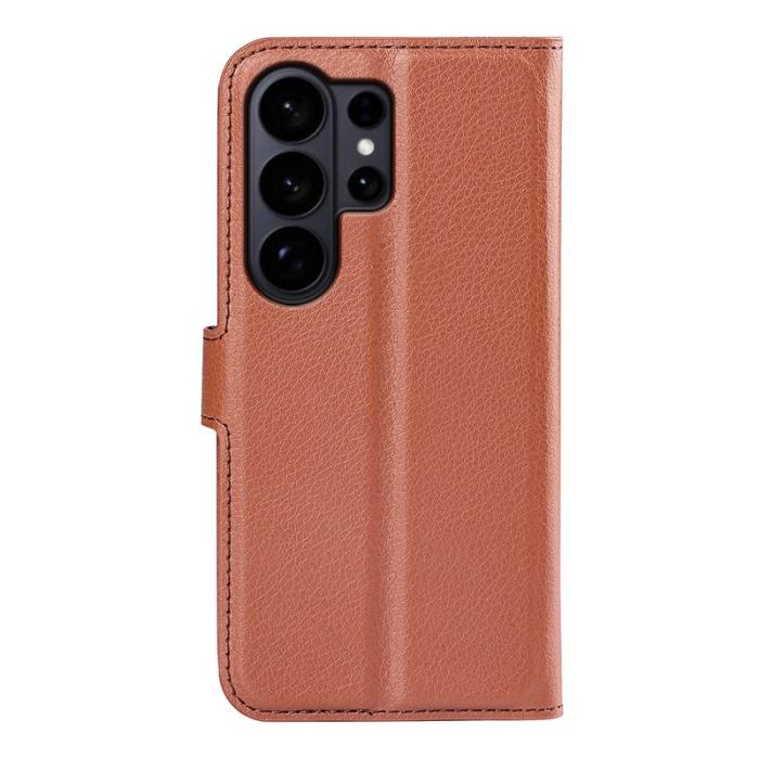 OEM - LITCHI Samsung Galaxy S26 Ultra Fodral Äkta Läder Skydd - Brun