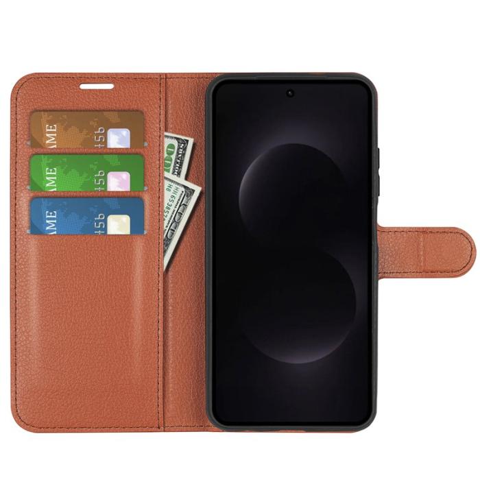 OEM - LITCHI Samsung Galaxy S26 Ultra Fodral Äkta Läder Skydd - Brun
