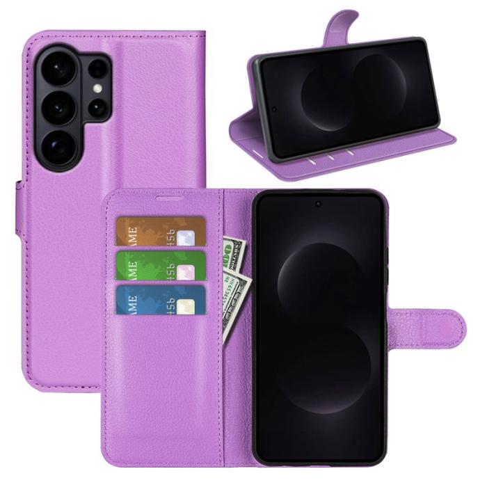 OEM - Litchi Samsung Galaxy S26 Ultra Fodral Äkta Läder Skydd - Lila