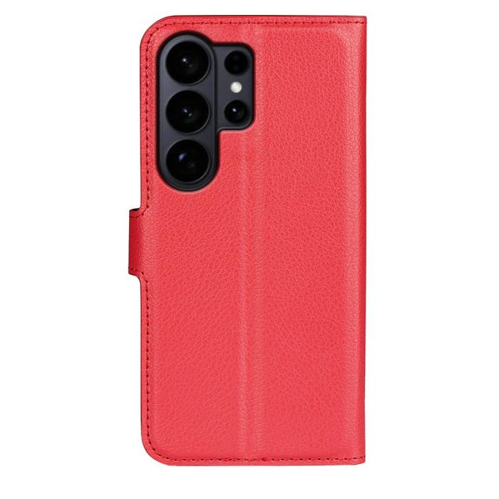 OEM - LITCHI Samsung Galaxy S26 Ultra Fodral Äkta Läder Skydd - Röd