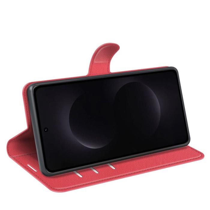 OEM - LITCHI Samsung Galaxy S26 Ultra Fodral Äkta Läder Skydd - Röd