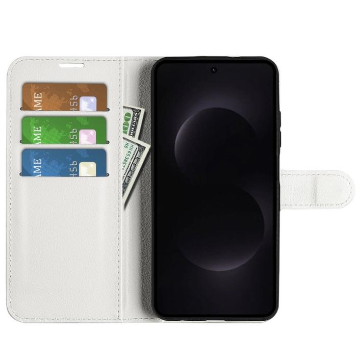 OEM - LITCHI Samsung Galaxy S26 Ultra Fodral Äkta Läder Skydd - Vit