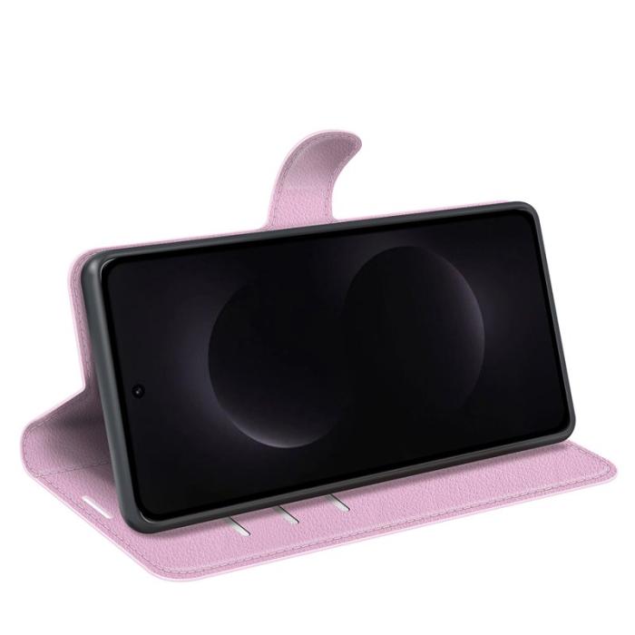 OEM - LITCHI Samsung Galaxy S26 Ultra Fodral Äkta Läder Stötbeständig - Rosa