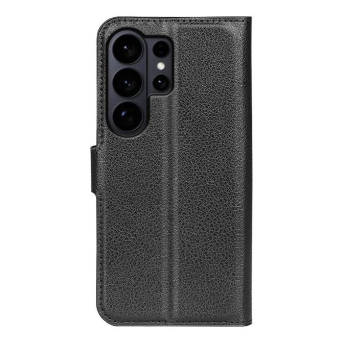 OEM - LITCHI Samsung Galaxy S26 Ultra Fodral Äkta Läder Stöttålig - Svart