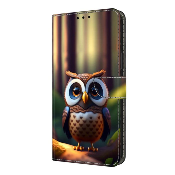 OEM - Little Owl Samsung Galaxy A57 Plånboksfodral Konstläder Mönster - Brun