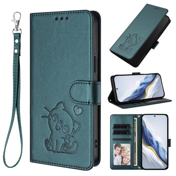 OEM - Love Cat Samsung Galaxy A37 Plånboksfodral Konstläder - Grön