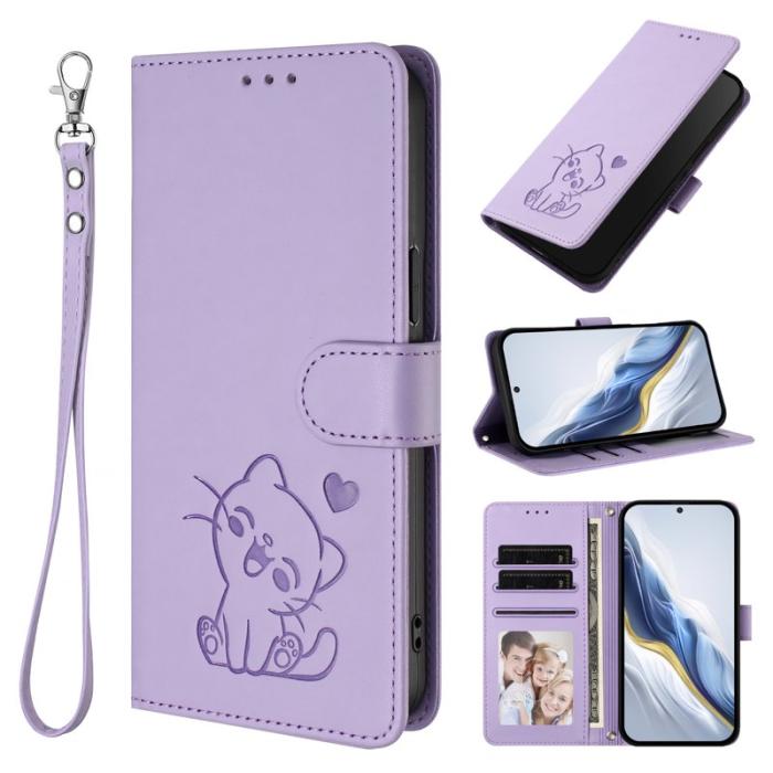 OEM - Love Cat Samsung Galaxy A37 Plånboksfodral Konstläder - Lila