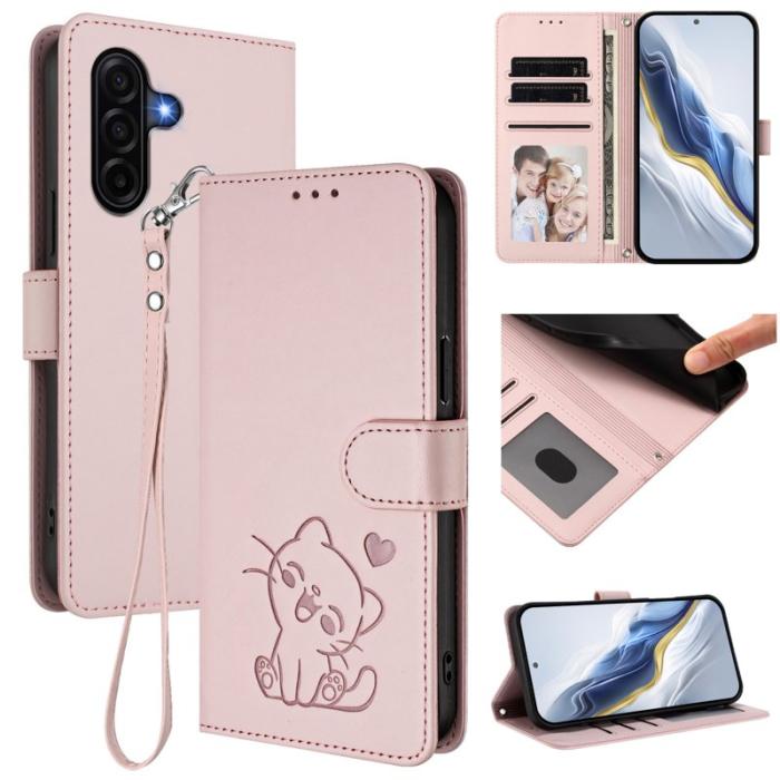 OEM - Love Cat Samsung Galaxy A37 Plånboksfodral Konstläder - Rosa