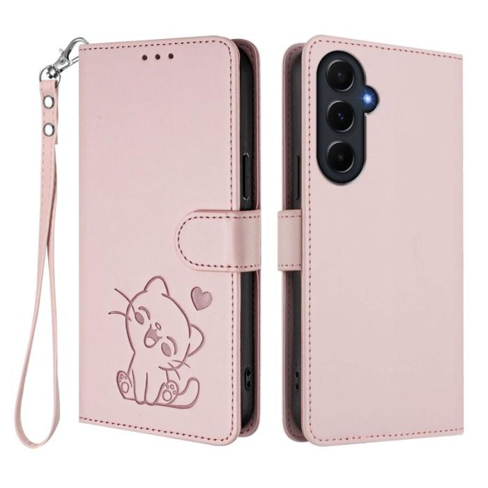 OEM - Love Cat Samsung Galaxy A55 5G Plånboksfodral Konstläder - Rosa