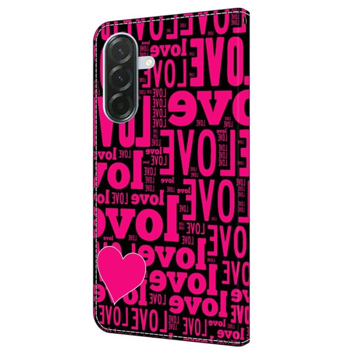 OEM - LOVE Samsung Galaxy A57 Plånboksfodral Mönstertryck Konstläder - Vit