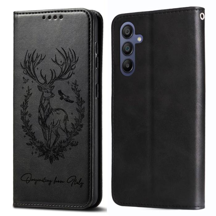OEM - Lucky Deer Samsung Galaxy A55 5G Plånboksfodral Konstläder - Svart