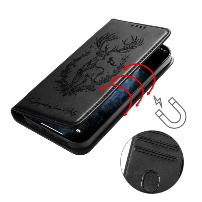 OEM - Lucky Deer Samsung Galaxy A55 5G Plånboksfodral Konstläder - Svart